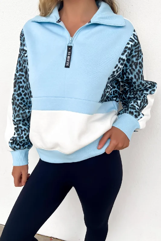Sweet Korean Style Ski Lodge 1/4 Zip Light Blue
