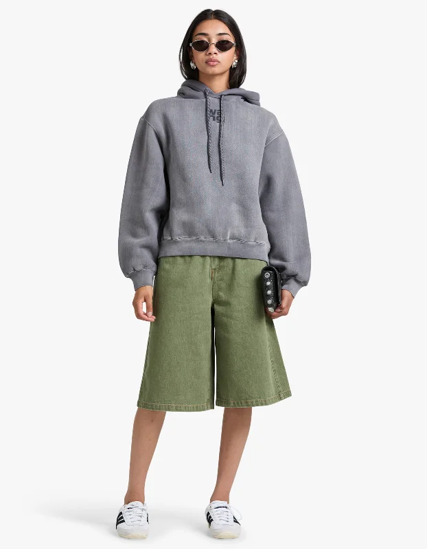 Sweet Soft Feeling Essential Terry Hoodie W/ Puff Paint Logo - Washed Asphalt