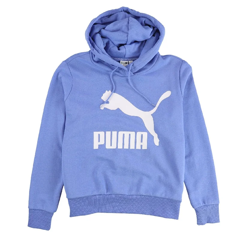 Retro Stripes Puma Womens Classics Logo Hoodie Sweatshirt, Blue, Small