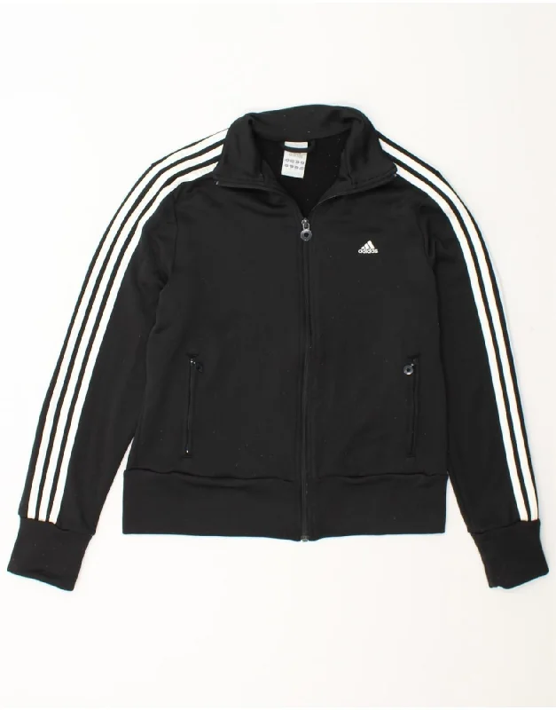 Street Casual Style ADIDAS Womens Tracksuit Top Jacket UK 16 Large  Black Polyester