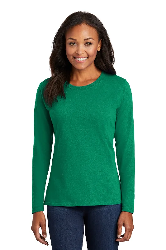 Warm and substantial Port & Company Womens Core Long Sleeve Crewneck T-Shirt - Kelly Green
