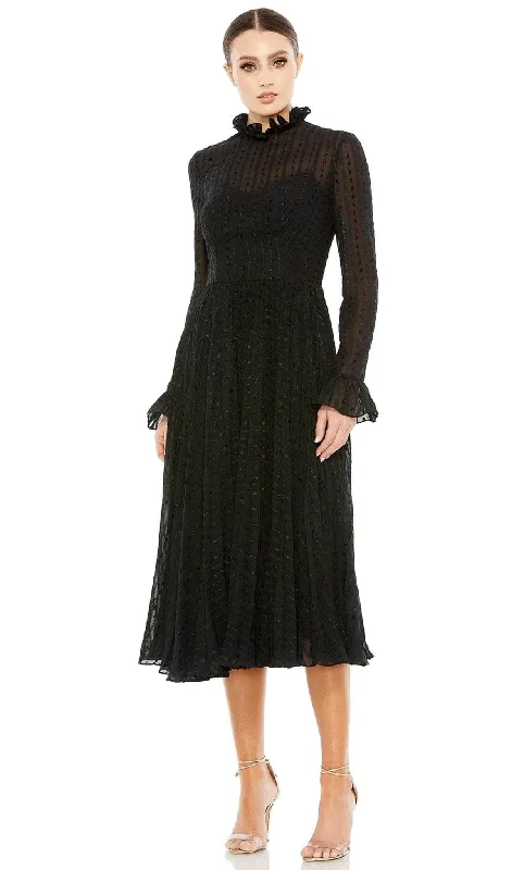 Street Style Ieena Duggal 49627 - High Neck Long Sleeve Knee-Length Dress
