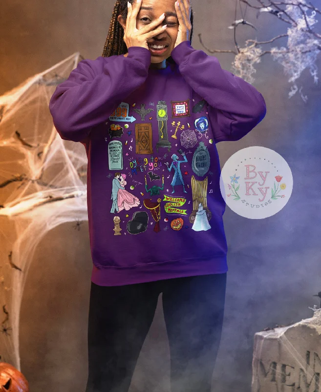 Fashionable and casual Haunted Mansion Unisex Heavy Crewneck Sweatshirt