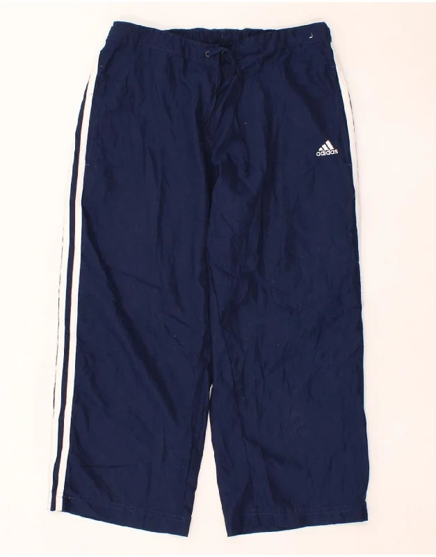 Sweet Lace Design ADIDAS Womens Capri Tracksuit Trousers UK 14 Medium Navy Blue Polyester Sweet Lace Design ADIDAS Womens Capri Tracksuit Trousers UK 14 Medium Navy Blue Polyester
