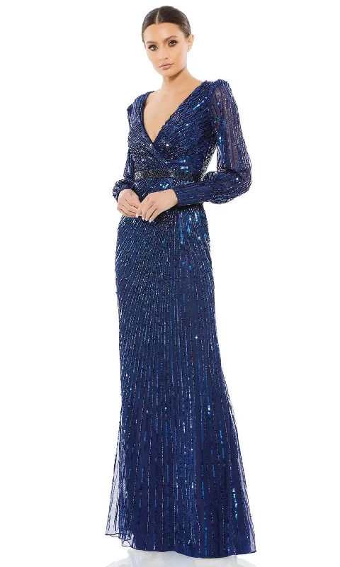 Retro Design Mac Duggal 5501 - Long Sleeve Sequin Evening Gown