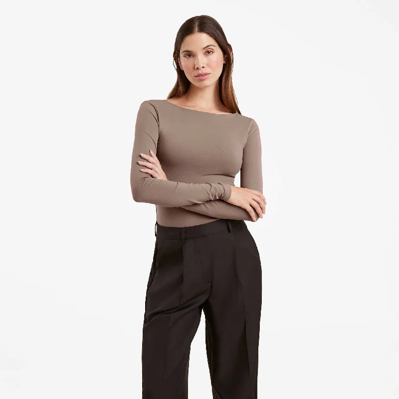 Style Design Open Back Bodysuit | Mocha