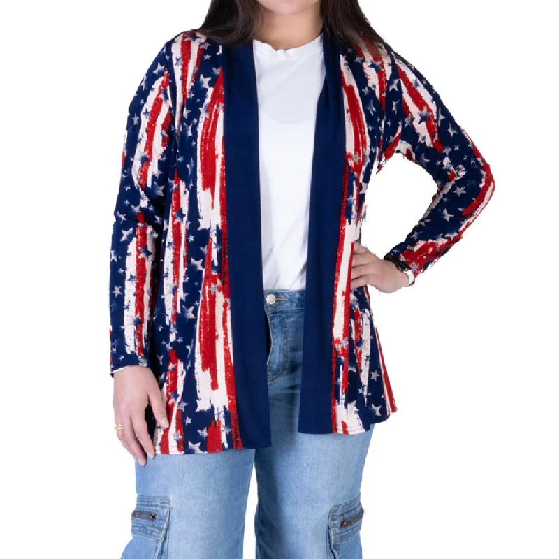 Fashionable sports Women's Made in USA Patriotic Twist – Stars & Stripes Cardigan