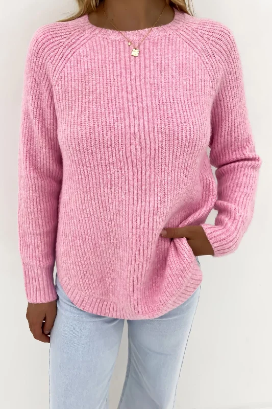Street Vertical And Horizontal Design Kylie Knit Jumper Pink