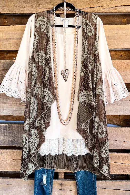 Avant-garde trend Paisley Cascade Vest - Olive