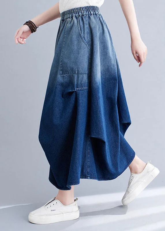 Simple research Stylish Blue Wrinkled Asymmetrical Pockets Patchwork Denim Skirts Summer Simple research Stylish Blue Wrinkled Asymmetrical Pockets Patchwork Denim Skirts Summer