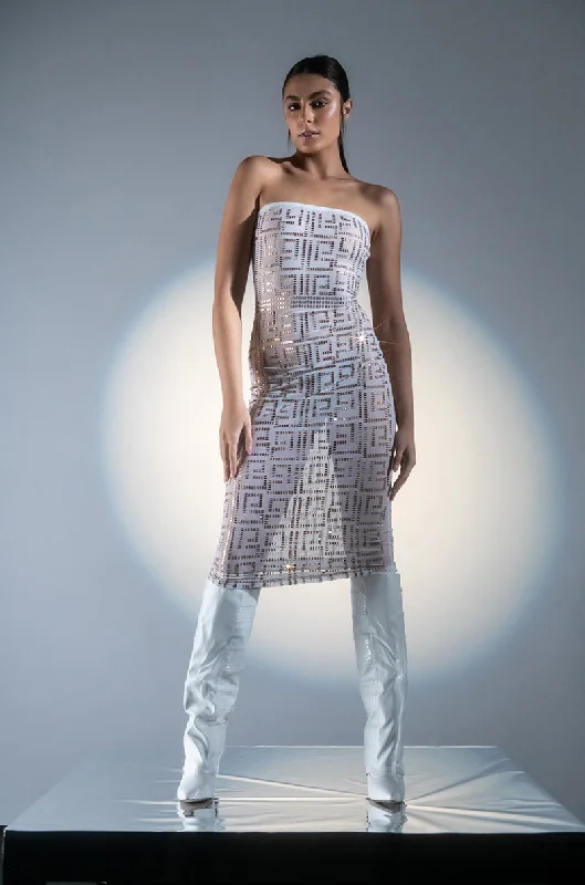 Sweet Modified Style LUX FIND LOVIN RHINESTONE MIDI DRESS