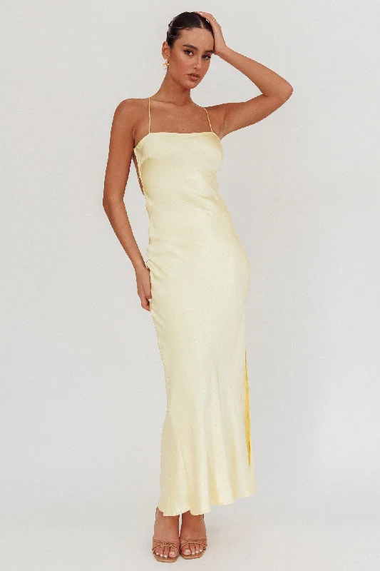 Sweet Princess Skirt Dolce Life Backless Satin Maxi Dress Butter