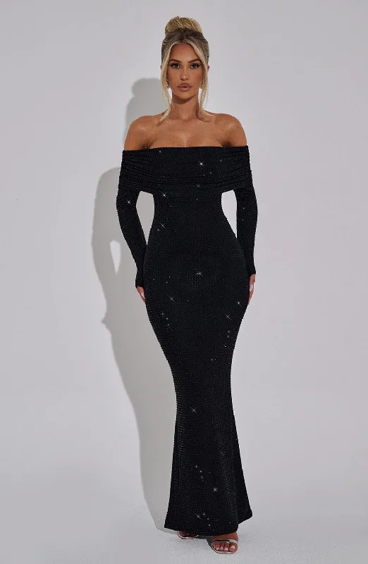 Black And White Style Cyprus Maxi Dress - Black