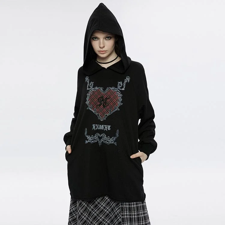 High-end atmosphere Women's Grunge Heart Printed Long Hoodies