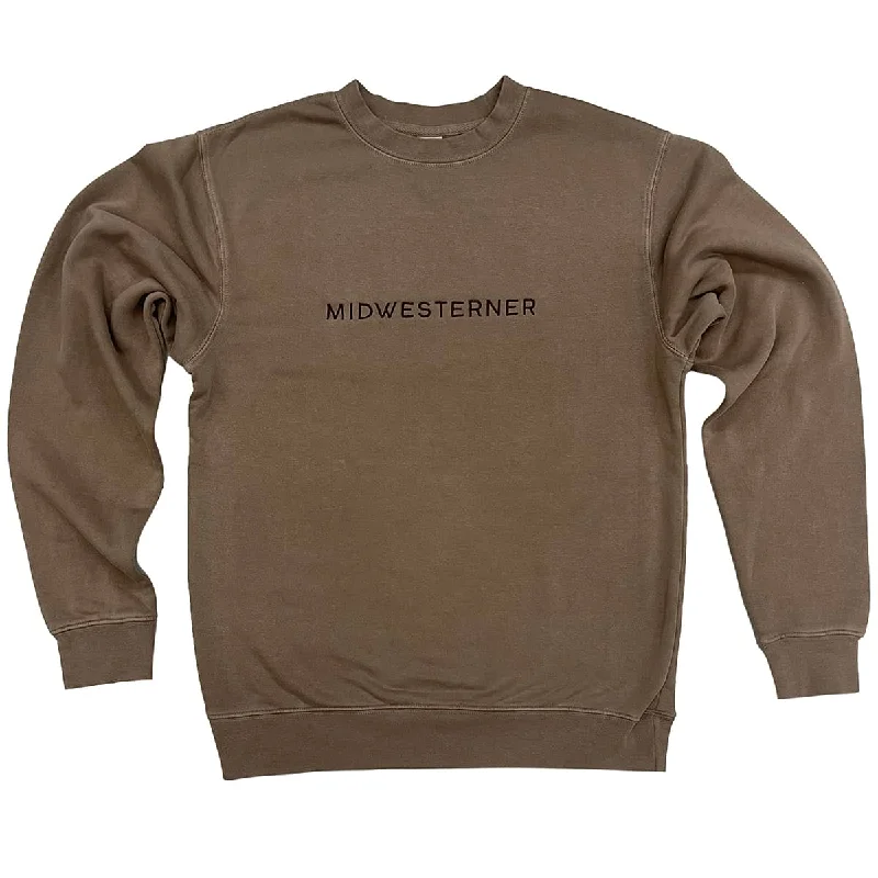 Street Style Midwesterner Embroidered Sweatshirt (Brown)