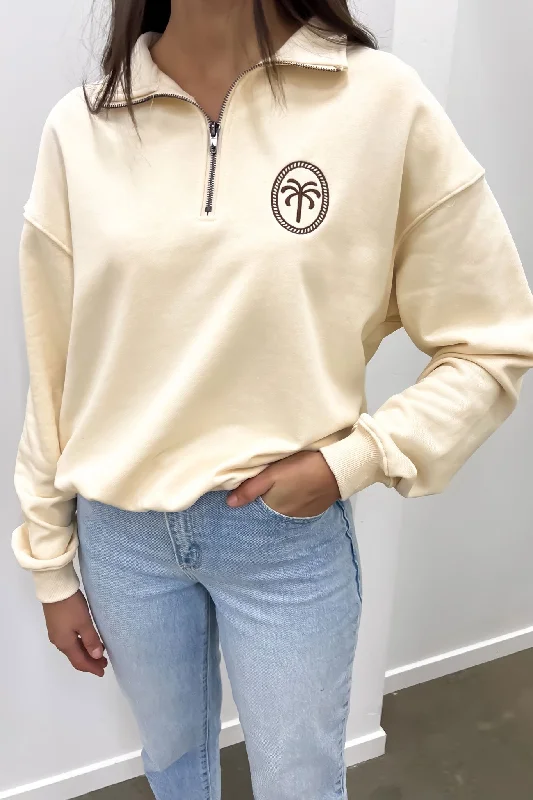 Fashionable and casual Maddy 1/4 Zip Jumper Cream
