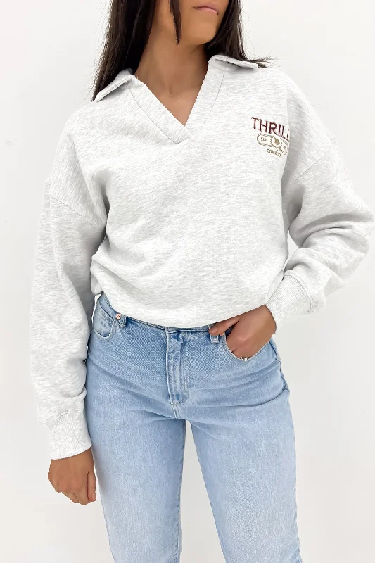 Sweet Korean Style Bad Habits Club Slouch Fleece Polo White Marle