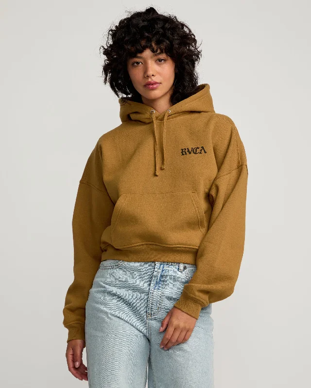 Sports High Waist Style English Crop Hoodie - Vintage Brown