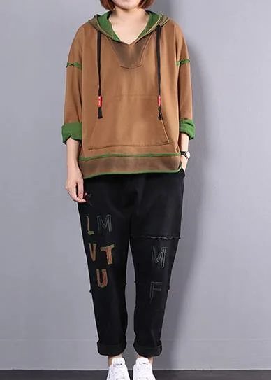 Fashionable and versatile Fashion women cotton sport suit yellow hooded tops and alphabet pants