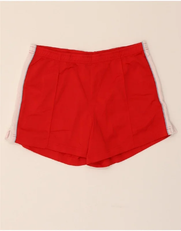 Retro Literary Style MOSSIMO Womens Sport Shorts UK 10 Small  Red Colourblock Polyester