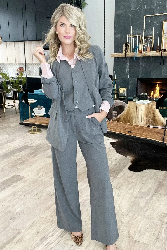 Black And White Style Charcoal Boyfriend Blazer