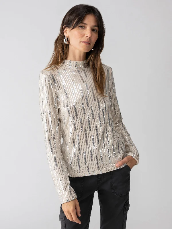 Sports outdoor style Sequin Mock Top Lets Celebrate