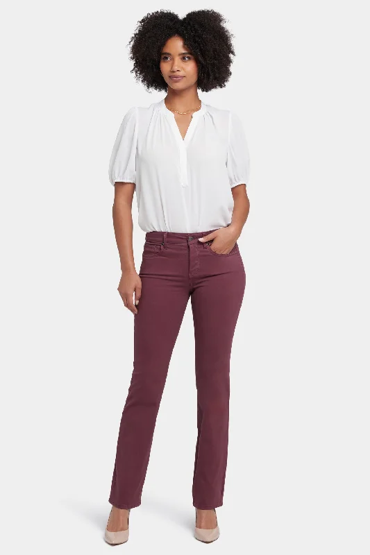 Letter embroidery Marilyn Straight Jeans In Petite - Dark Cherry