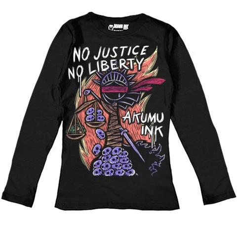 Sweet Student Style NO Justice NO Liberty Women Long Sleeve Tshirt
