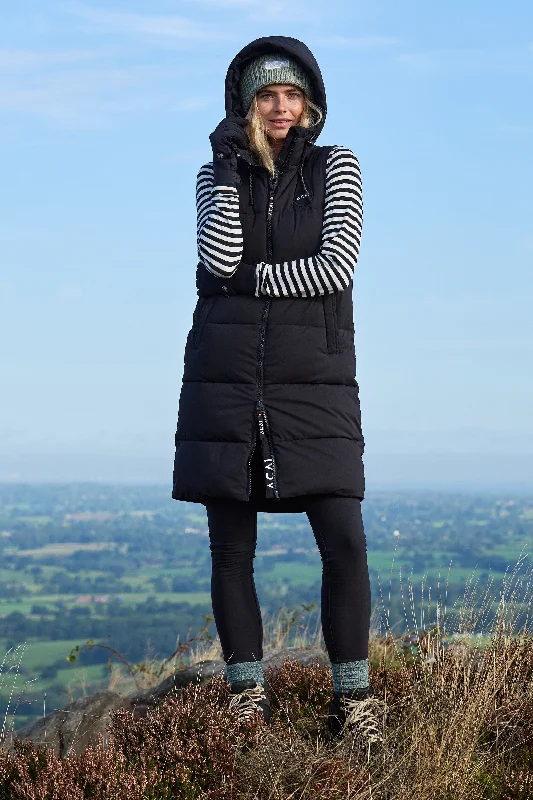 Fashionable and casual Envelop Longline Gilet - Black