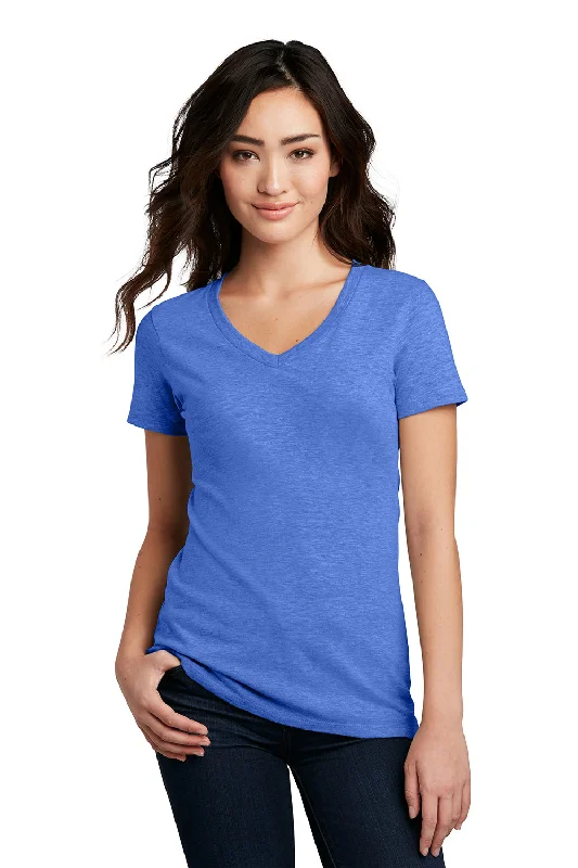 Creative Style District Womens Perfect Blend Short Sleeve V-Neck T-Shirt - Heather Royal Blue