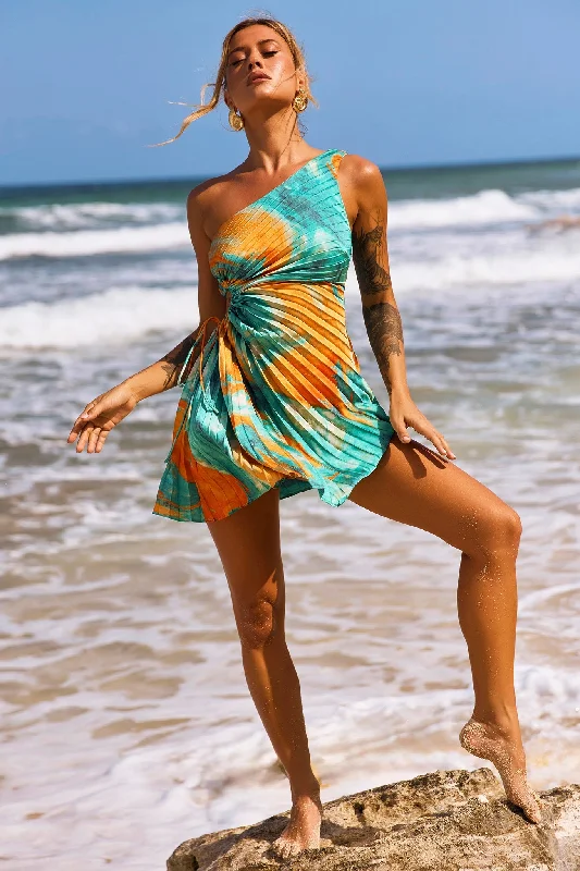 Street Casual Style Party In My House Mini Dress - Orange Multi