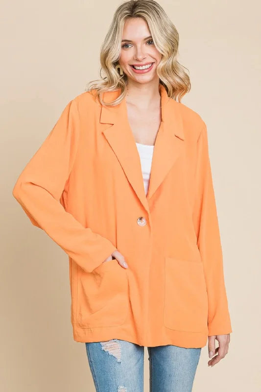 Classic style Culture Code One Button Long Sleeve Blazer with Pockets