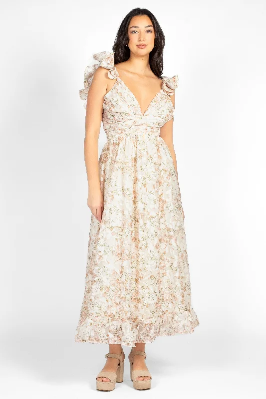 Fresh And Simple Secret Garden Backless Floral Maxi Dress