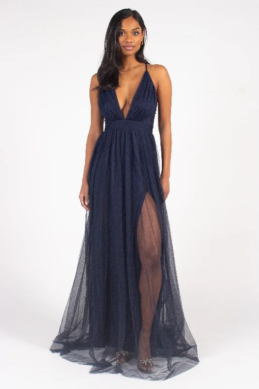 Sweet Small Flower Pattern Sandy Tulle Maxi Dress