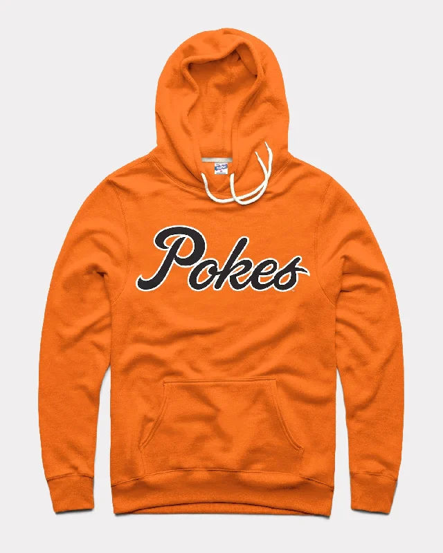 Retro Dress Pokes Script Oklahoma State Orange Hoodie