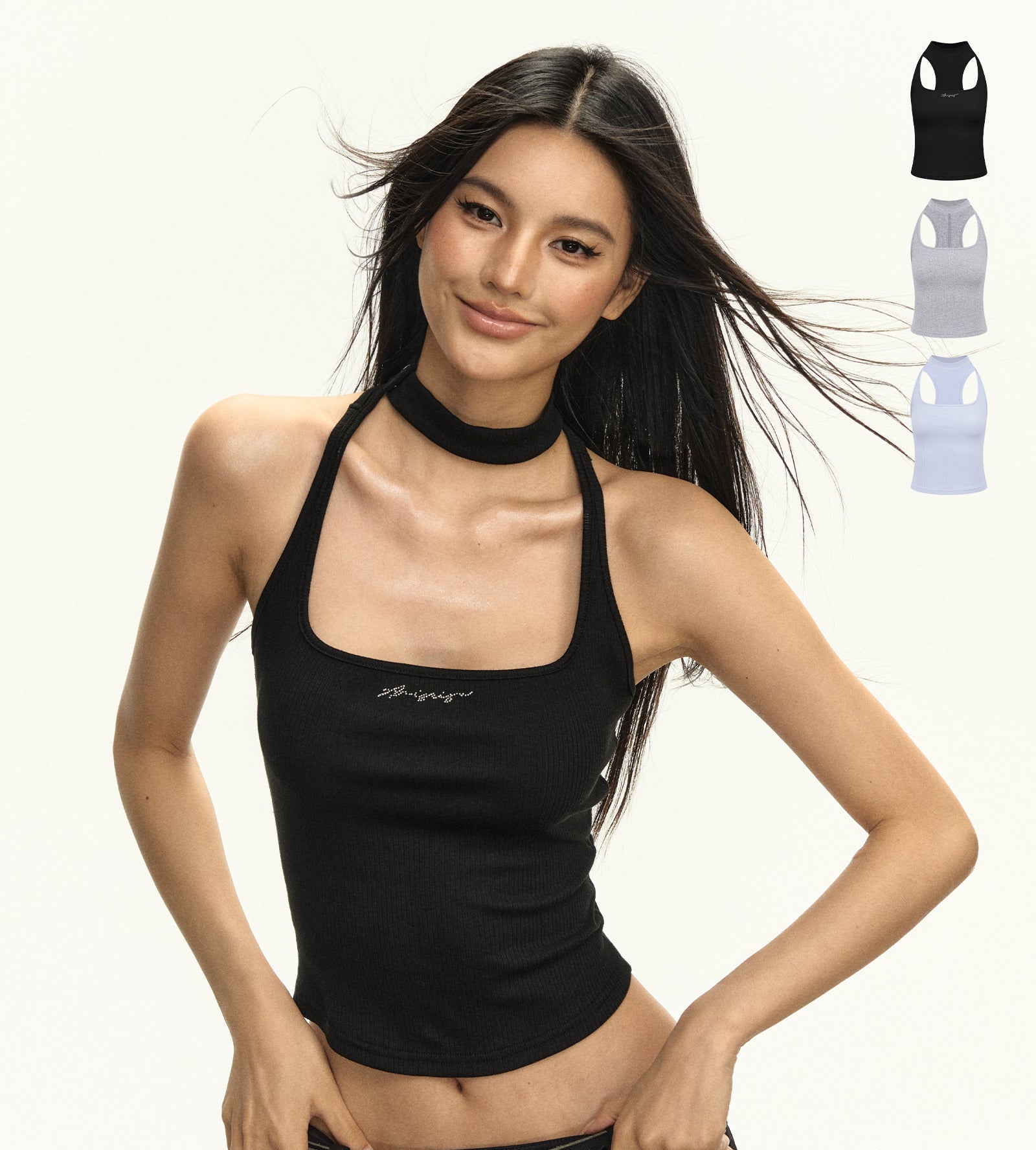 Street Show-off Style Retro Halter Neck Sleeveless Camisole