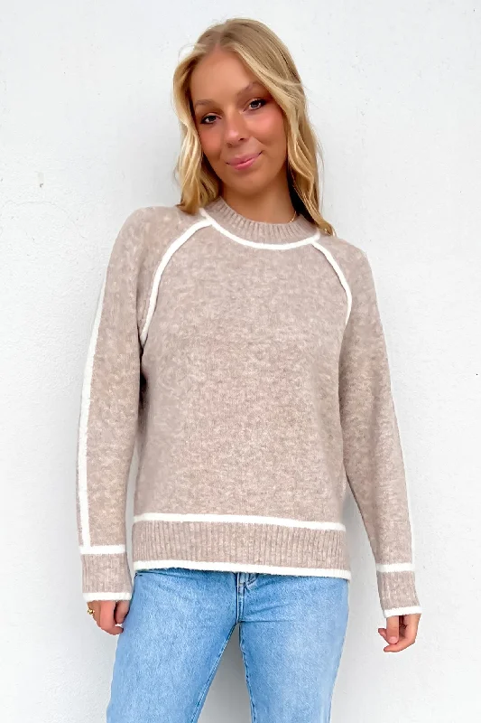 Sports outdoor style Hazel Knit Jumper Beige