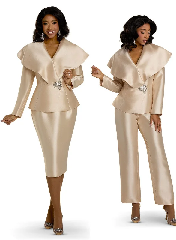 Street Fashion Style Donna Vinci Church Suit 12170-Champagne