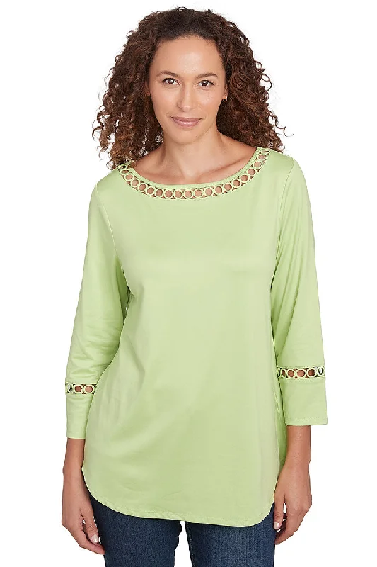 Printed pattern Resort Ready Crochet Insert Knit Top
