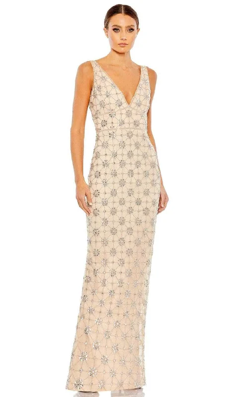 Retro Dress Mac Duggal 93744 - Geo-Beaded Sheath Evening Dress