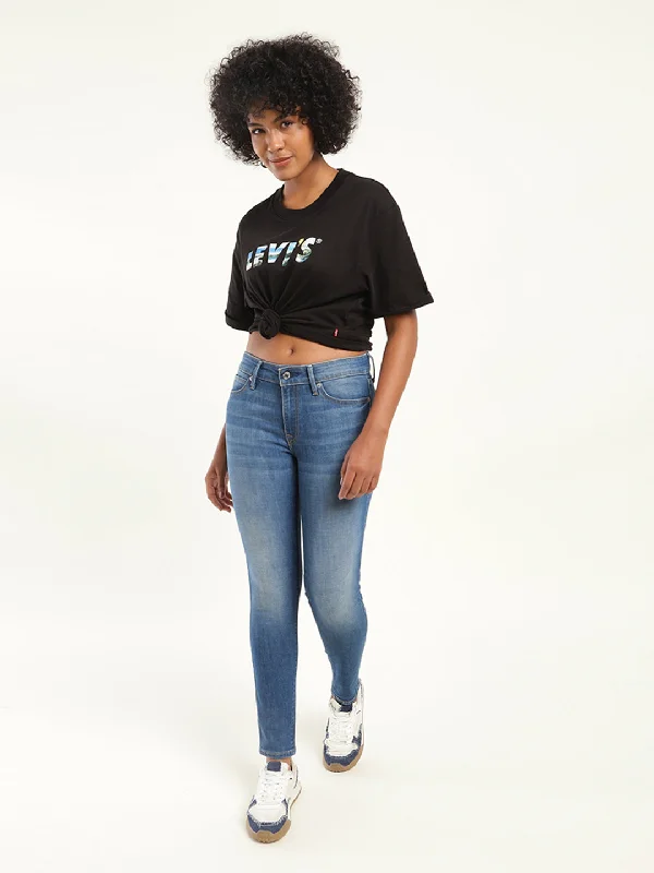 Street Style Women's Mid Rise 711 Skinny Fit Indigo Jeans