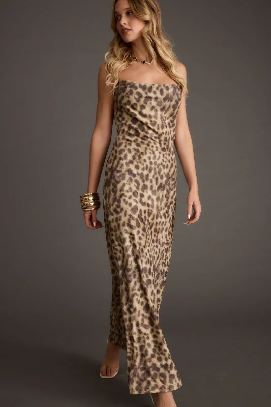 Amazing design Wild Thing Leopard Print Mesh Maxi Dress
