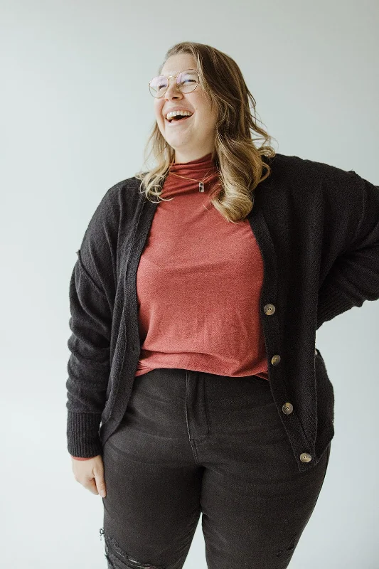 Amazing design KNIT BUTTON FRONT CARDIGAN IN BLACK