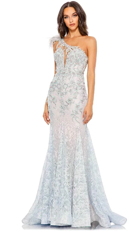 Retro Woolen Jacket Mac Duggal 79264 - One Shoulder Embroidered Long Gown