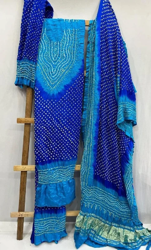 Retro Woolen Jacket KcPc Pure Gaji Silk Bandhani Designer Salwar Suit  ADL