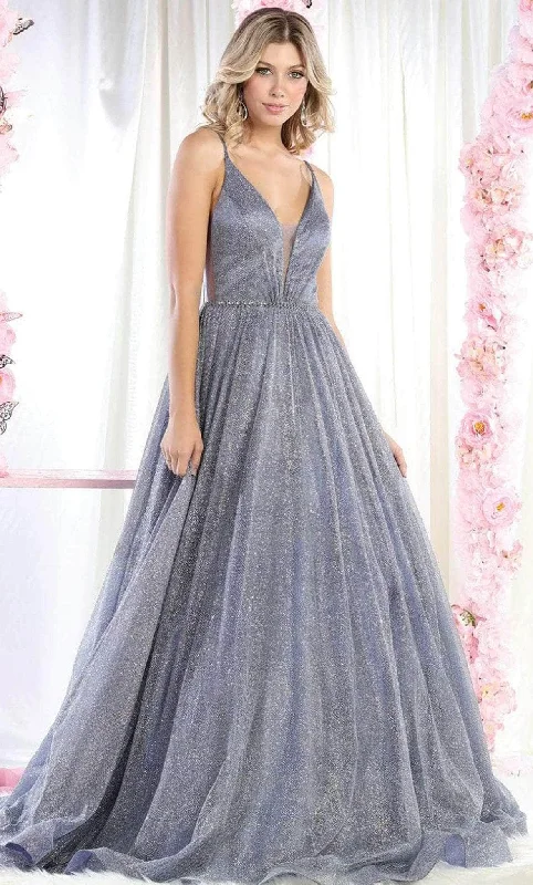 Sweet Student Style May Queen RQ7983 - Sleeveless Glitter V Neck Ballgown