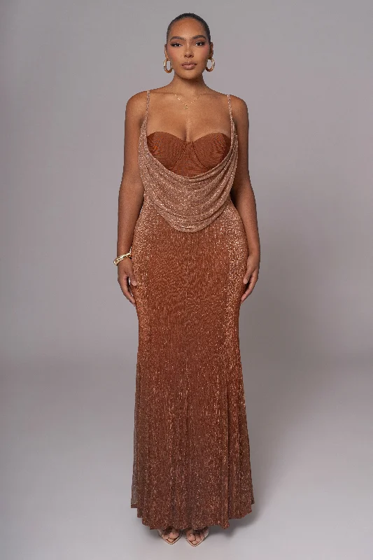 Fun and cute Gold Shimmery Nights Maxi Dress