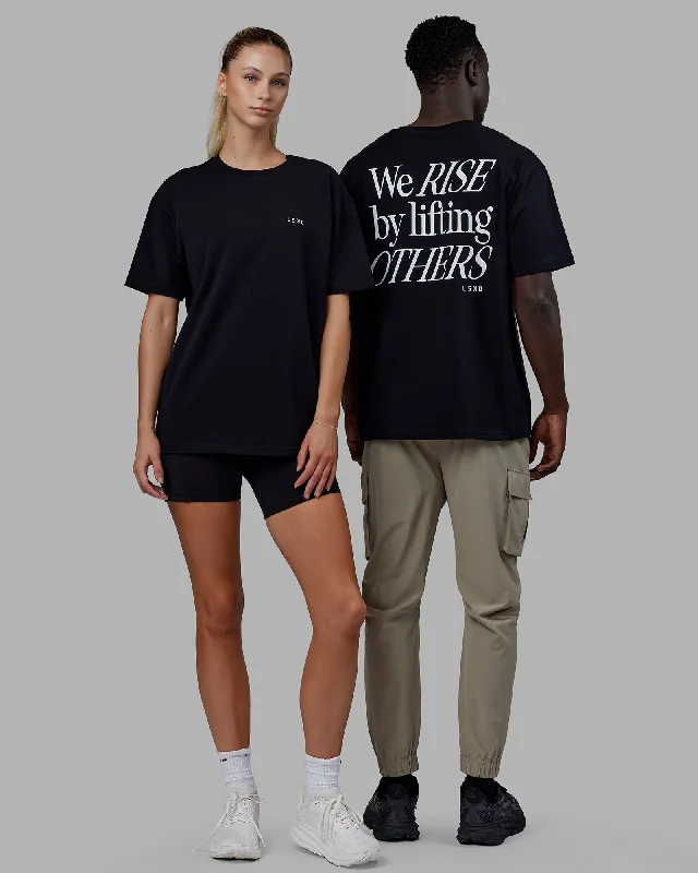 Sweet Modified Style Unisex Lift-Up FLXCotton Tee Oversize - Black-White