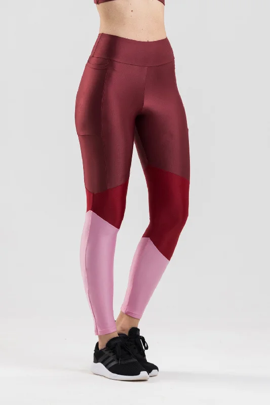Sports Functional Style Pocket Air Leggings - Burgundy