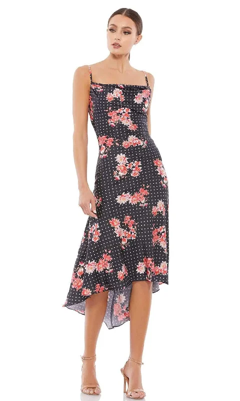 Sports Zipper Style Ieena Duggal - 55392I Floral Printed Cowl Back Midi Dress
